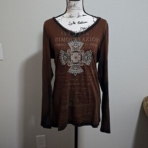 Embellished long sleeve tshirt